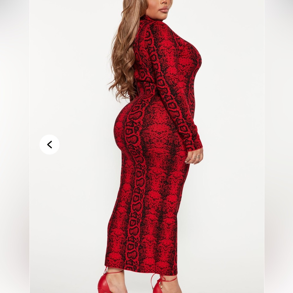 Red and Black Long Sleeve Dress